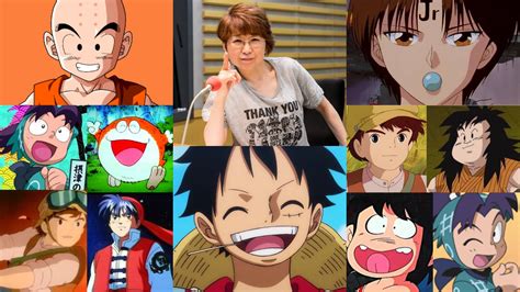 Voice Over Language: Japanese. Trending: 131st This Week. Mayumi Tanaka is a Japanese voice actor known for voicing Monkey D. Luffy, Krillin, and Pazu. Take a visual walk through their career and see 210 images of the characters they've voiced and listen to 8 clips that showcase their performances. CREDITS. 